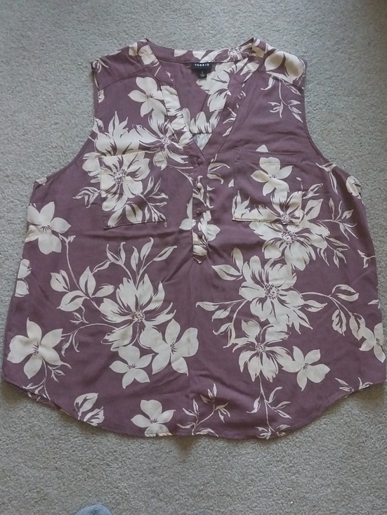 torrid Tops - Torrid Mauve Floral Sleeveless V-Neck Blouse